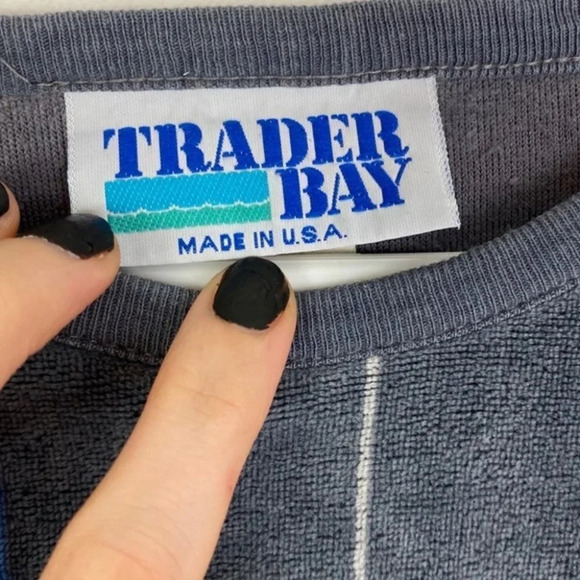 Vintage 80s Velour Pullover Sweatshirt Mens Medium Grandpa Unisex Gray Velvet - Picture 6 of 10